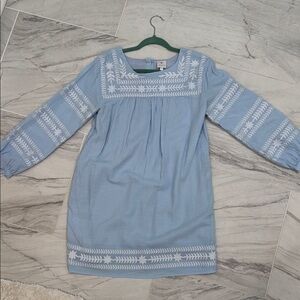 J Marie Blue and White Embroidered Dress